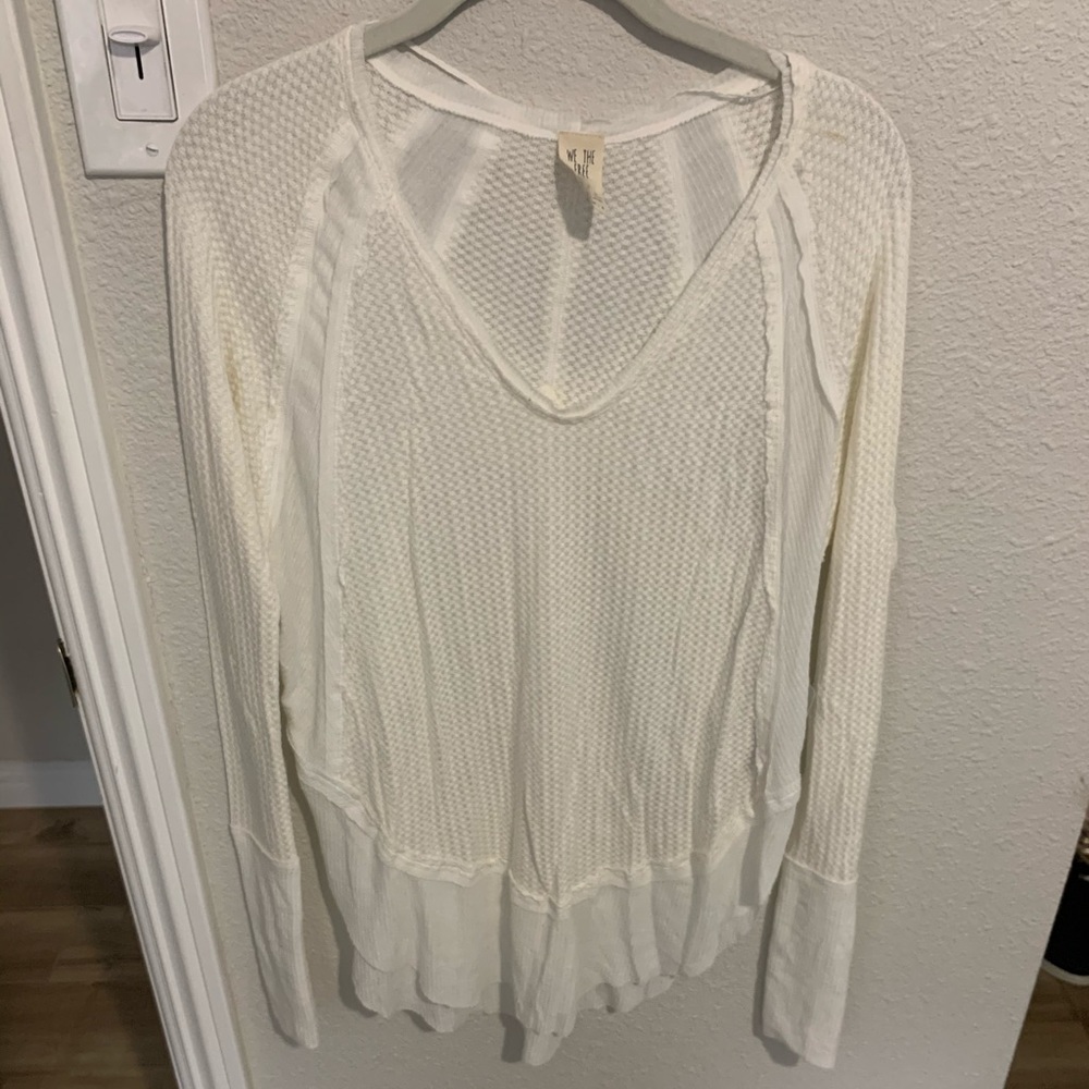 Free People We The People love sleeve ivory shirt